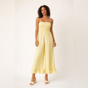 Majorelle Sylvan Yellow Wide Leg Jumpsuit – Romantic Cottagecore Summer Size